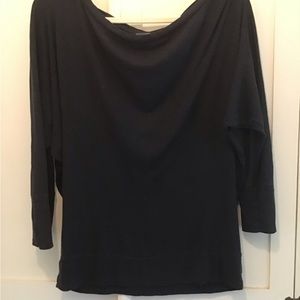 Michael Stars 3/4 sleeve cowl neck black tee OS